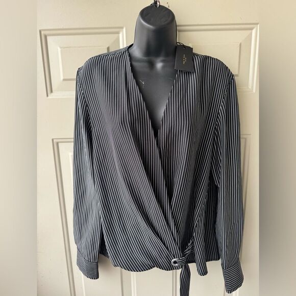 RAG & BONE  BLACK/WHITE STRIPE FELIX POPOVER 100% Silk Size SP - Picture 11 of 16